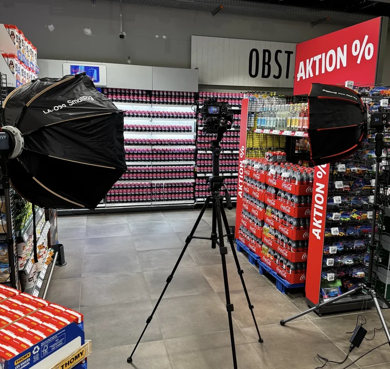 Videoproduktion in einer REWE-Filiale